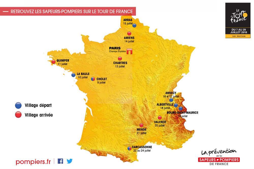Carte stand prévention Pompiers - Tour de France 2018